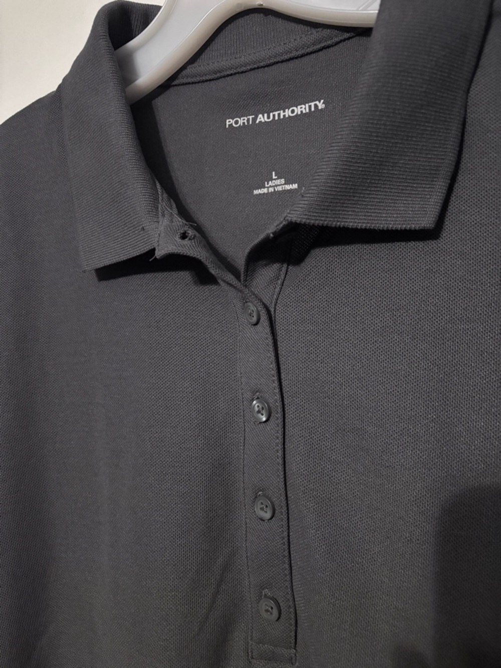 Port Authority Women's Charcoal Button-Down Polo Size Large Polyester and Cotton - Picture 3 of 6